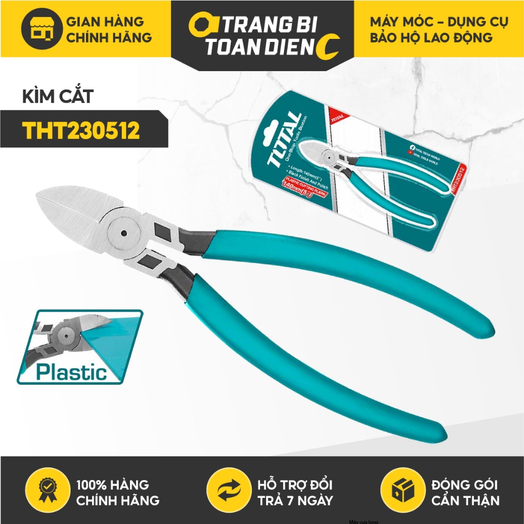 Kìm cắt nhựa Total THT230512 chất liệu thép cao cấp cứng cáp kích thước 140mm Kềm cắt chính hãng