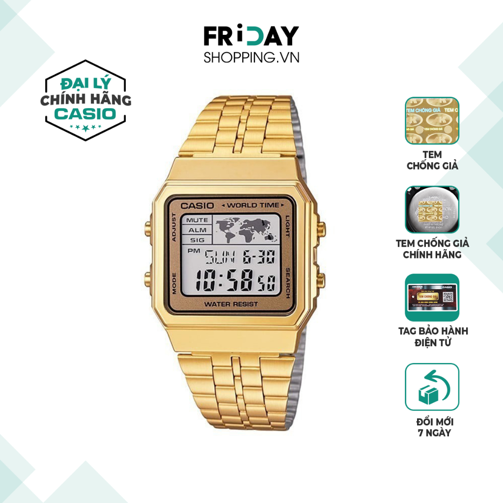 Đồng hồ Casio nam A500WGA-9DF dây kim loại chính hãng
