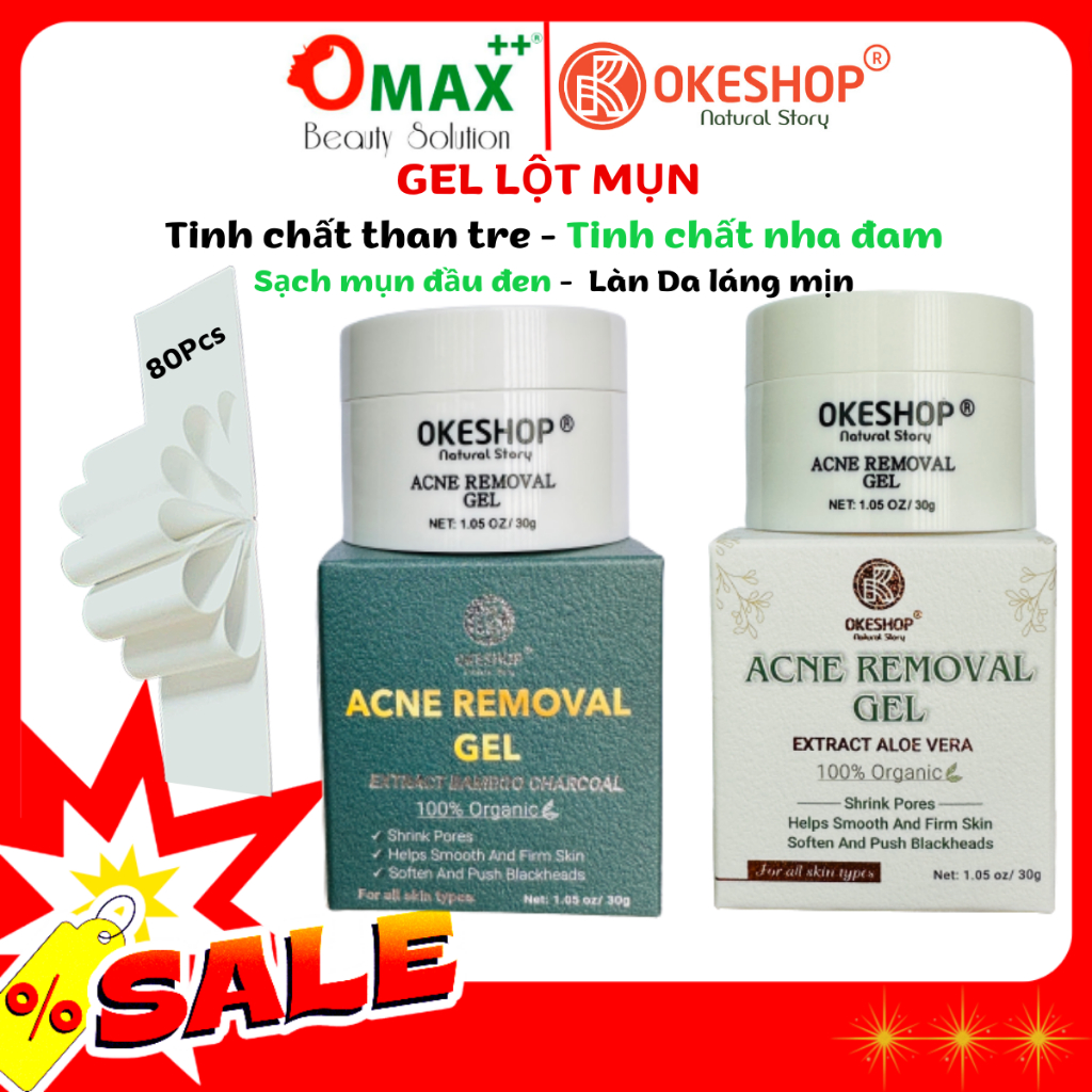 Gel Lột Mụn Nha Đam OKESHOP 30ml - Giải Pháp Loại Bỏ Mụn Đầu Đen - Mụn Cám - Bạ Nhờn - Sạch Sâu Và Thu Nhỏ Lỗ Chân Lông