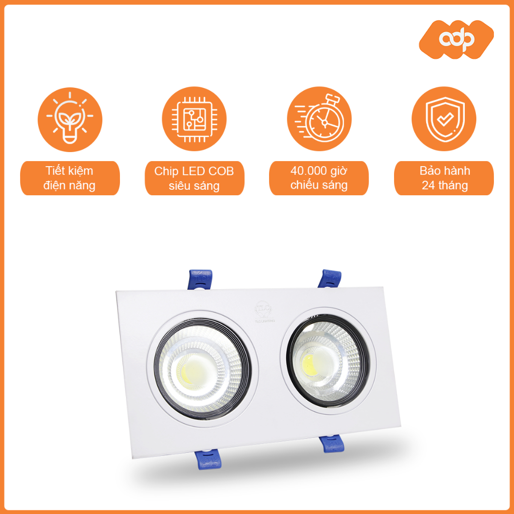 Đèn LED Âm Trần COB đôi chính hãng TLC Lighting - Công suất 14W - Ánh sáng chất lượng - Bảo hành 24 tháng