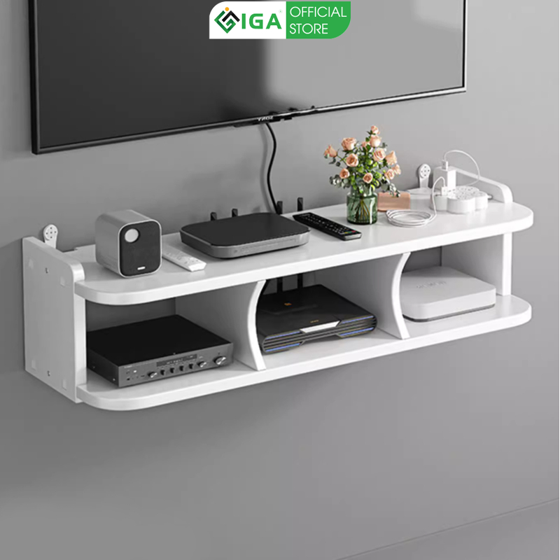 Kệ wifi treo tường 2 tầng IGA không cần khoan để đầu thu kỹ thuật số, remote điện thoại - IG407 / IG411