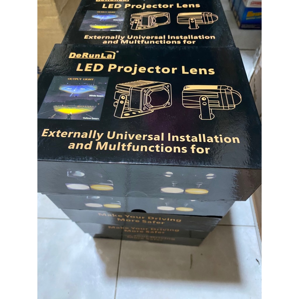 Đèn led bi mắt vuông Runlai, đèn trợ sáng Runlai dùng chung điện 12v và 24v