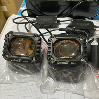 Đèn led bi mắt vuông Runlai, đèn trợ sáng Runlai dùng chung điện 12v và 24v