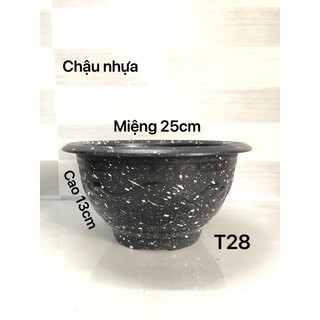 Chậu nhựa truyền thống t28 màu đá đen 25x13