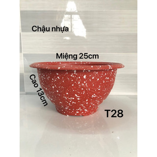 Chậu nhựa trồng cây t28 màu đá đỏ 25x13