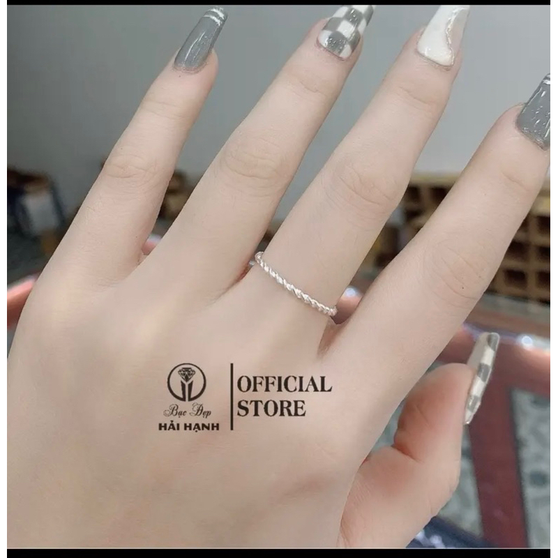 Nhẫn xoắn trơn bạc ta nhỏ xinh HHj
