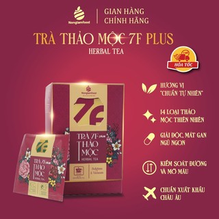 Trà thảo mộc 7F plus hỗ trợ giảm cân, thanh nhiệt, mát gan Nonglamfood 40g (20 gói x 2g)/hộp