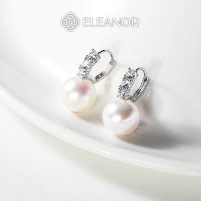 Bông tai nữ chuôi bạc 925 Eleanor Accessories đính đá khuyên tai tròn phụ kiện trang sức 6742
