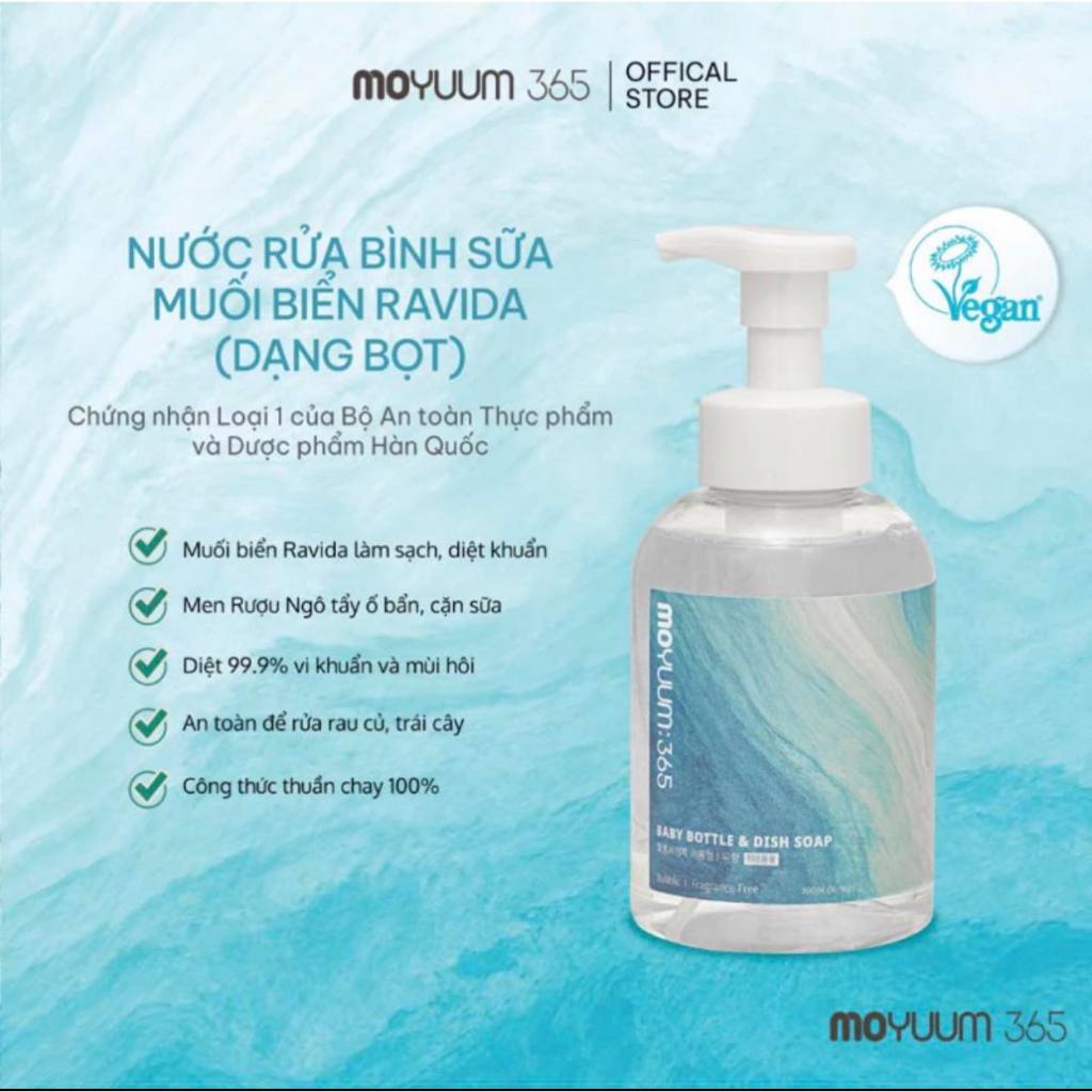 Nước rửa bình Moyuum dạng bọt 500ml và dạng gel 600ml