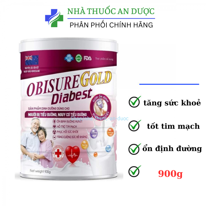 Sữa OBISUREGOLD DIABEST dành cho người huyết áp, tiểu đường, tim mạch hộp 900g