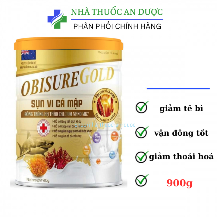 Sữa OBISUREGOLD SỤN VI CÁ MẬP ĐÔNG TRÙNG HẠ THẢO CALCIUM NANO MK7 giúp bổ sung canxi giúp xương chắc khỏe hộp 900g