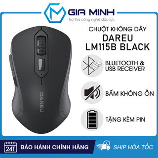 Chuột Máy Tính Không Dây DareU LM115B - Black - Dùng Được Cho Macbook - Tặng Kèm Pin - Bảo Hành 24 Tháng