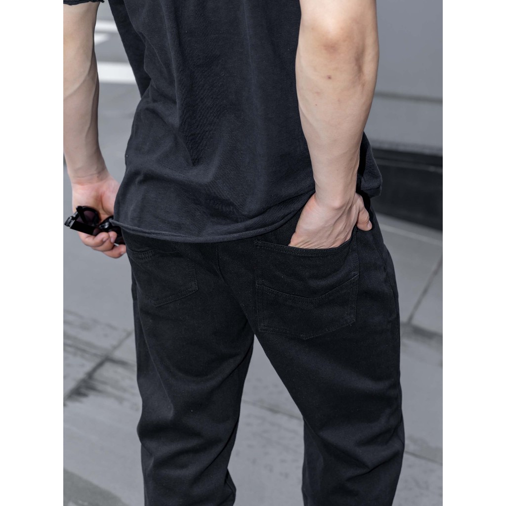 Quần Jean Nam Straight Standard Black, Chất Vải Jean Cotton Thoải Mái