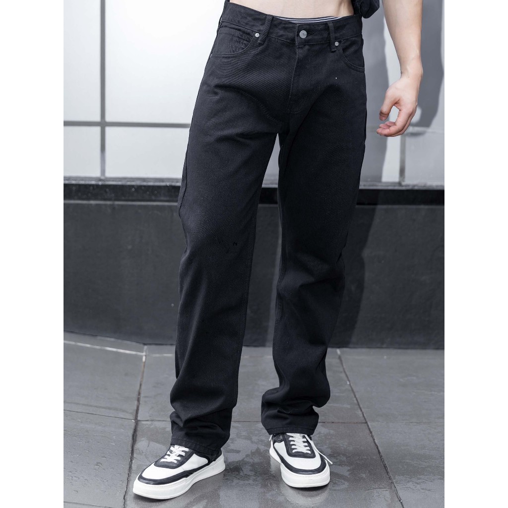 Quần Jean Nam Straight Standard Black, Chất Vải Jean Cotton Thoải Mái
