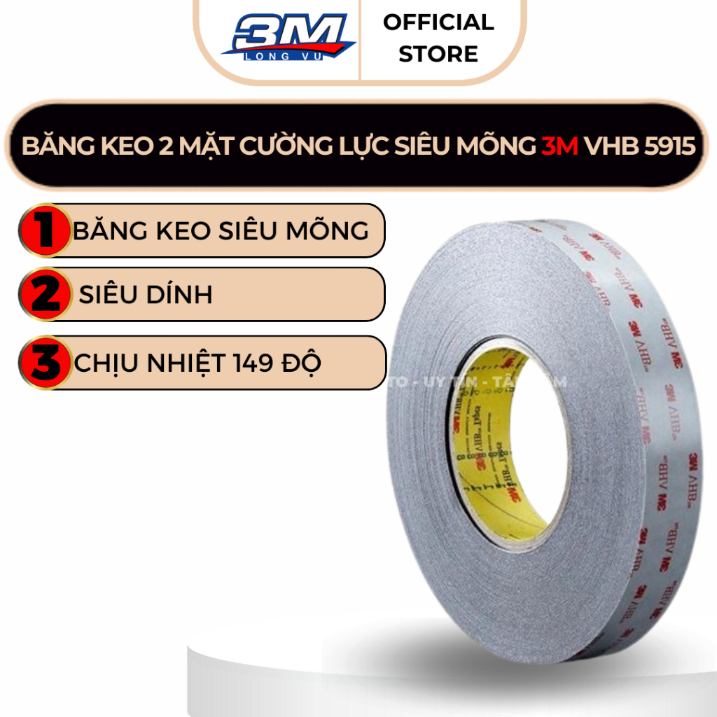 Băng keo cường lực siêu mỏng 3m khổ 8mm x 33m VHB 5915-08 - 3M Long Vu