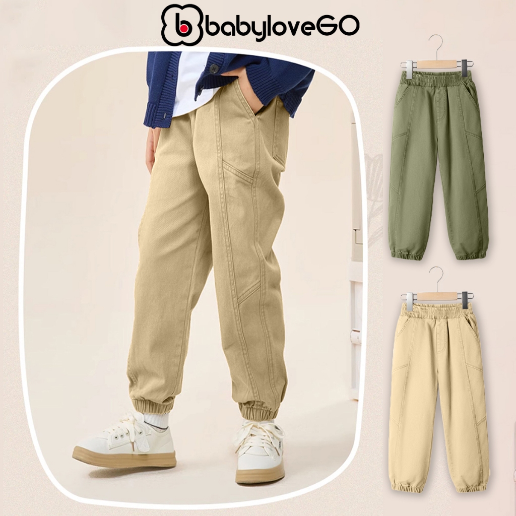 Quần dài bé trai BabyloveGO 2024 quần jogger kaki cho bé ống rộng phong cách Hàn quốc KK04