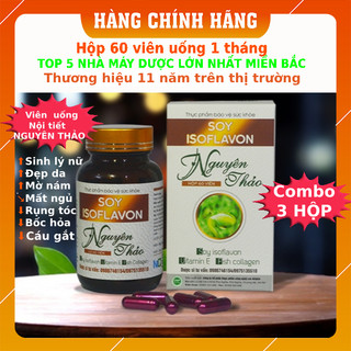VIên uống nội tiết tố nữ Mầm đậu nành Soy Isoflavones Nguyên Thảo ( Soy Isoflavones, Vitamin E, Collagen) 3 HỘP