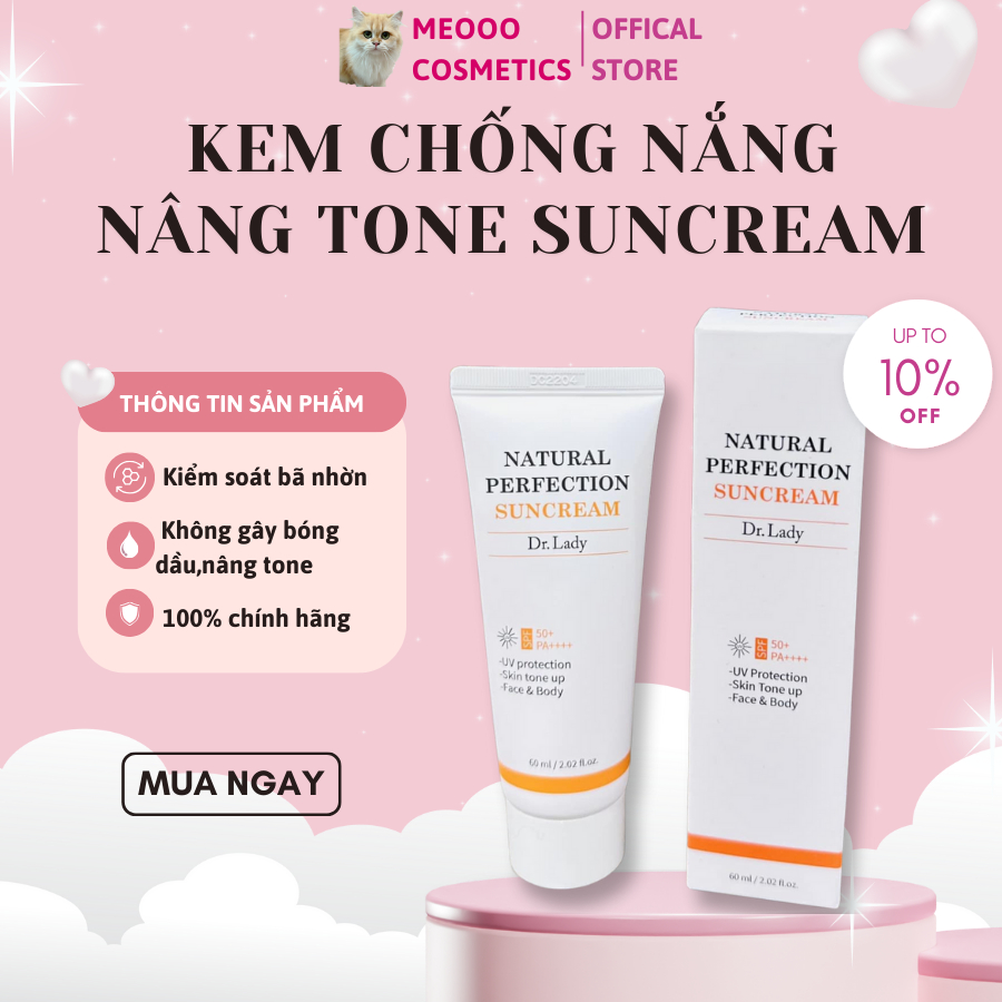 Kem Chống Nắng Nâng Tone Vật Lý Dr. Lady Suncream Dưỡng Trắng Da, Chống Tia UV, UVB, Kiềm Dầu 60ml [ Rẻ Vô Địch ]