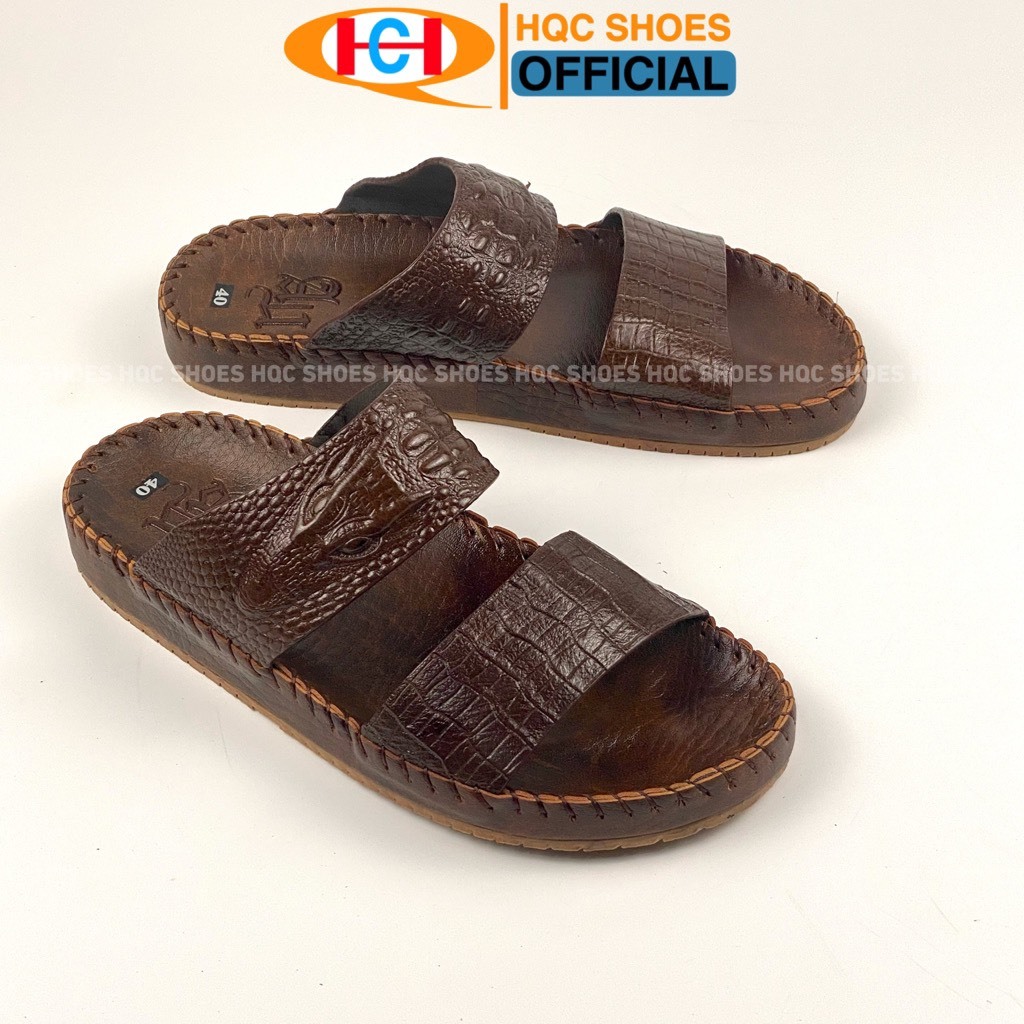 Dép nam da bò cao cấp đế khâu chắc chắn cực êm chân khi đi đường dài HQ133