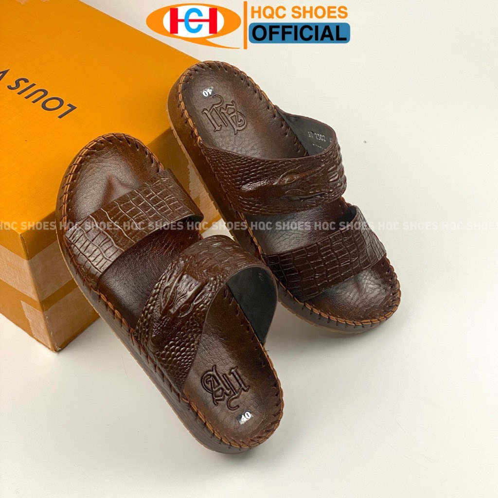 Dép nam da bò cao cấp đế khâu chắc chắn cực êm chân khi đi đường dài HQ133