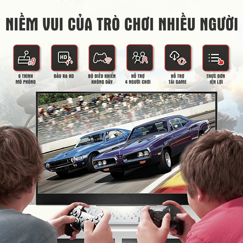 Máy Chơi Game Stick 4k HDMI 64GB 10.000 Trò Máy Chơi Game Cầm Tay Không Dây Tay Cầm Đôi Trò Chơi TV PS1/GBA/GBC-BH