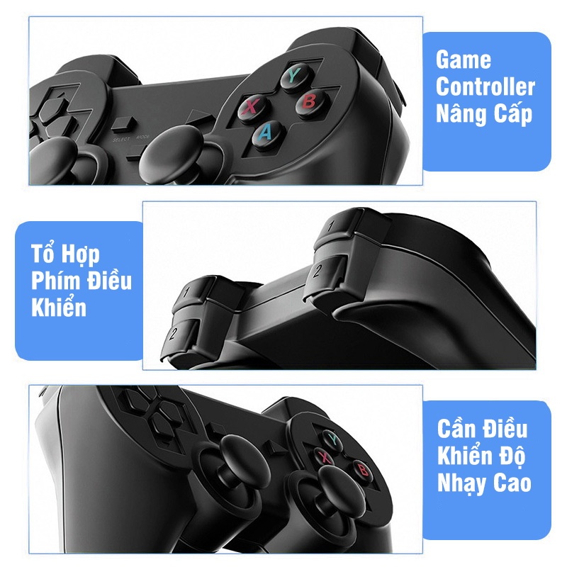 Máy Chơi Game Stick 4k HDMI 64GB 10.000 Trò Máy Chơi Game Cầm Tay Không Dây Tay Cầm Đôi Trò Chơi TV PS1/GBA/GBC-BH