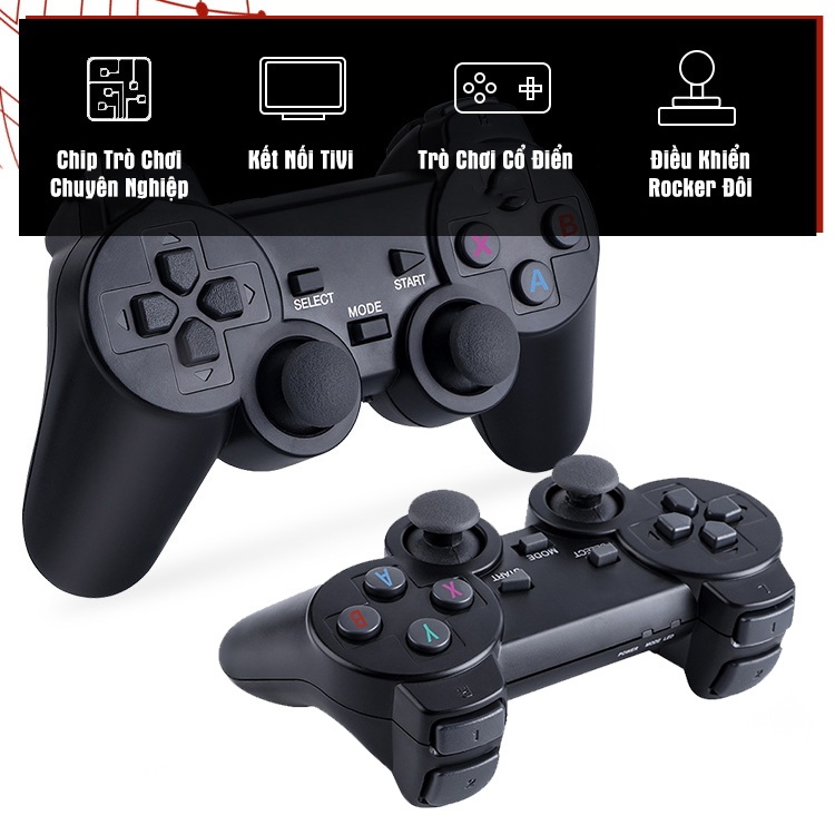 Máy Chơi Game Stick 4k HDMI 64GB 10.000 Trò Máy Chơi Game Cầm Tay Không Dây Tay Cầm Đôi Trò Chơi TV PS1/GBA/GBC-BH
