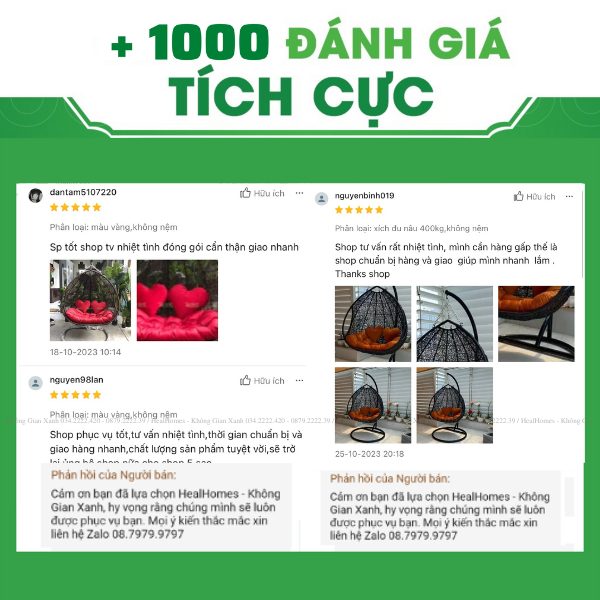 Xích đu đôi giả mây lõi thép cao cấp trang trí ban công và sân vườn, ghế thư giãn/Healhomes