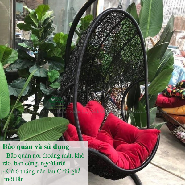 Xích đu tai thỏ giả mây lõi thép cao cấp trang trí ban công và sân vườn, ghế thư giãn/Healhomes