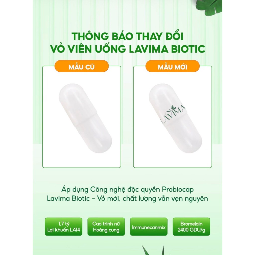 LAVIMA Men vi sinh phụ khoa công nghệ Mỹ hỗ trợ vùng kín phụ nữ Lavima Biotic (20v), Việt Nam