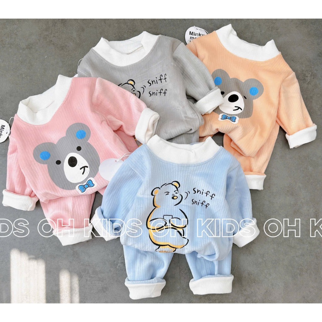 Bộ nỉ nhung lông siêu dày cho bé size 7-17kg