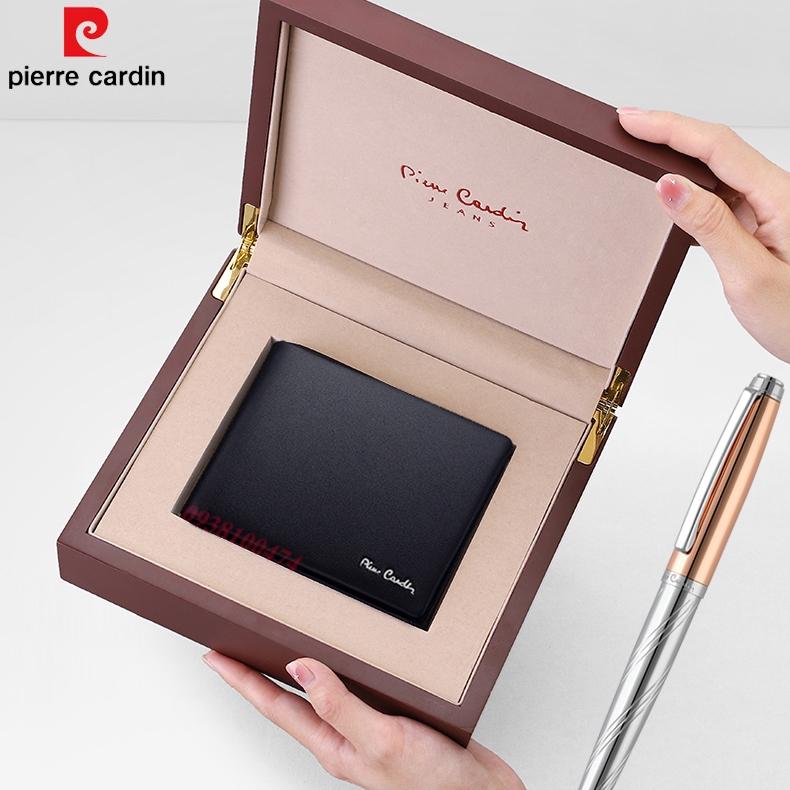 Ví da nam Pierre Cardin chính hãng da bò cao cấp logo dập nổi ví ngang PCJ2037G