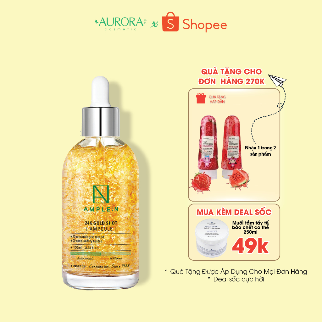 Tinh chất vàng tăng độ đàn hồi, chống lão hóa Ample:n 24K Gold Shot Ampoule 100ml