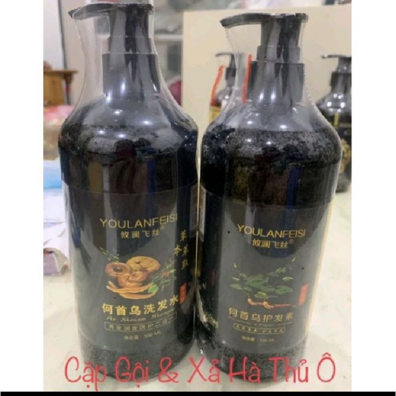 CẶP DẦU GỘI XÃ HÀ THỦ Ô LINH CHI 1000ML ( Xã 500ml + Gội 500ml)