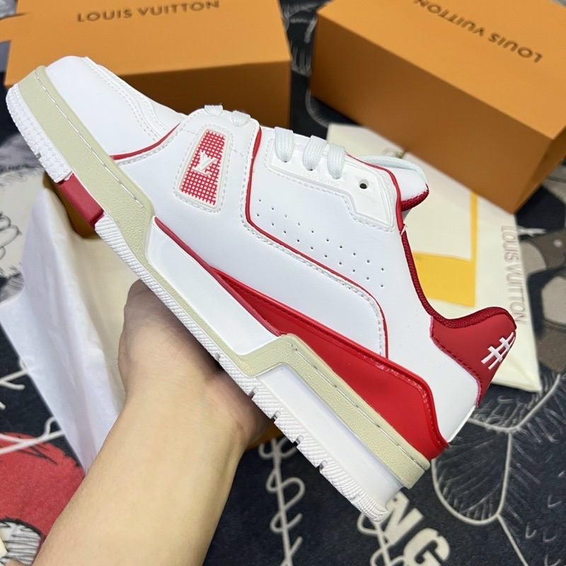 Giày LV Trainer 54 đỏ trắng, giầy thể thao sneaker louis vuitton 54 red white nam nữ da cao cấp phong cách FullBoxBill