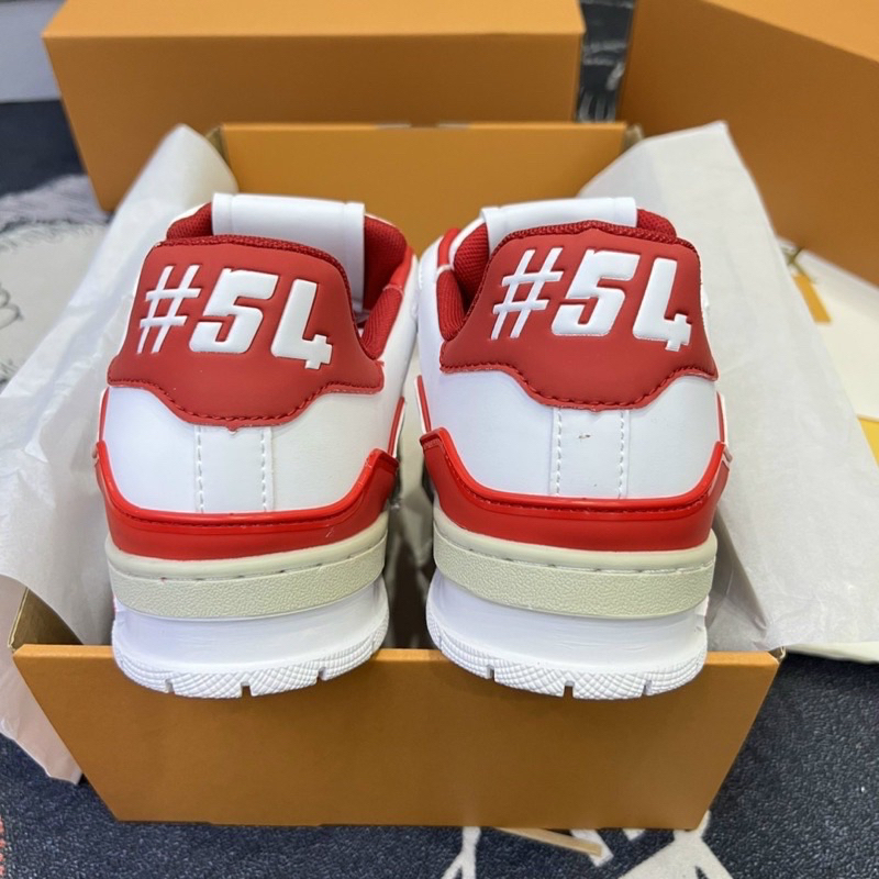 Giày LV Trainer 54 đỏ trắng, giầy thể thao sneaker louis vuitton 54 red white nam nữ da cao cấp phong cách FullBoxBill