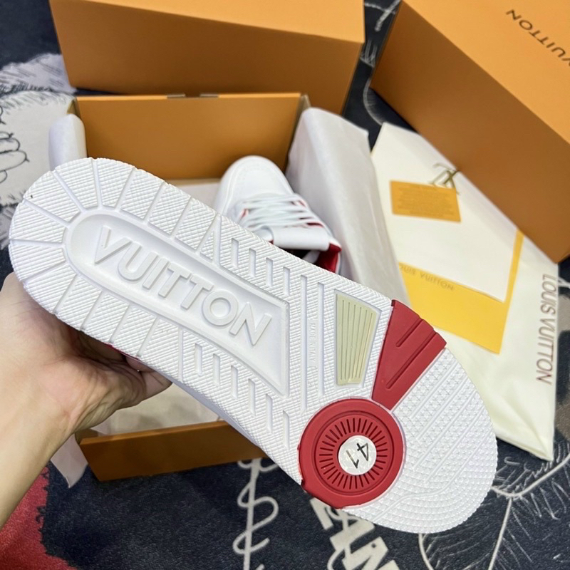 Giày LV Trainer 54 đỏ trắng, giầy thể thao sneaker louis vuitton 54 red white nam nữ da cao cấp phong cách FullBoxBill