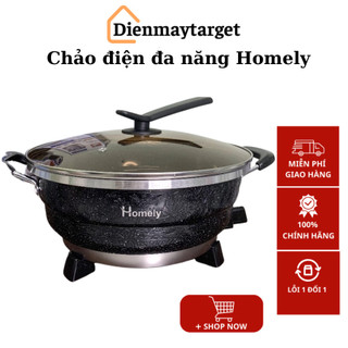 Chảo điện đa năng Homely tặng kèm vỉ hấp, chảo xào nấu đa năng, nấu lẩu tiện lợi chất liệu cao cấp dày dặn, 12 tháng