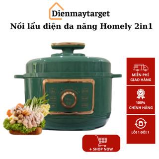 Nồi áp suất lẩu điện đa năng Homely 2 in 1 làm lẩu, nấu cơm, nấu súp, lòng nồi 5 lớp siêu bền,bảo hành chính hãng
