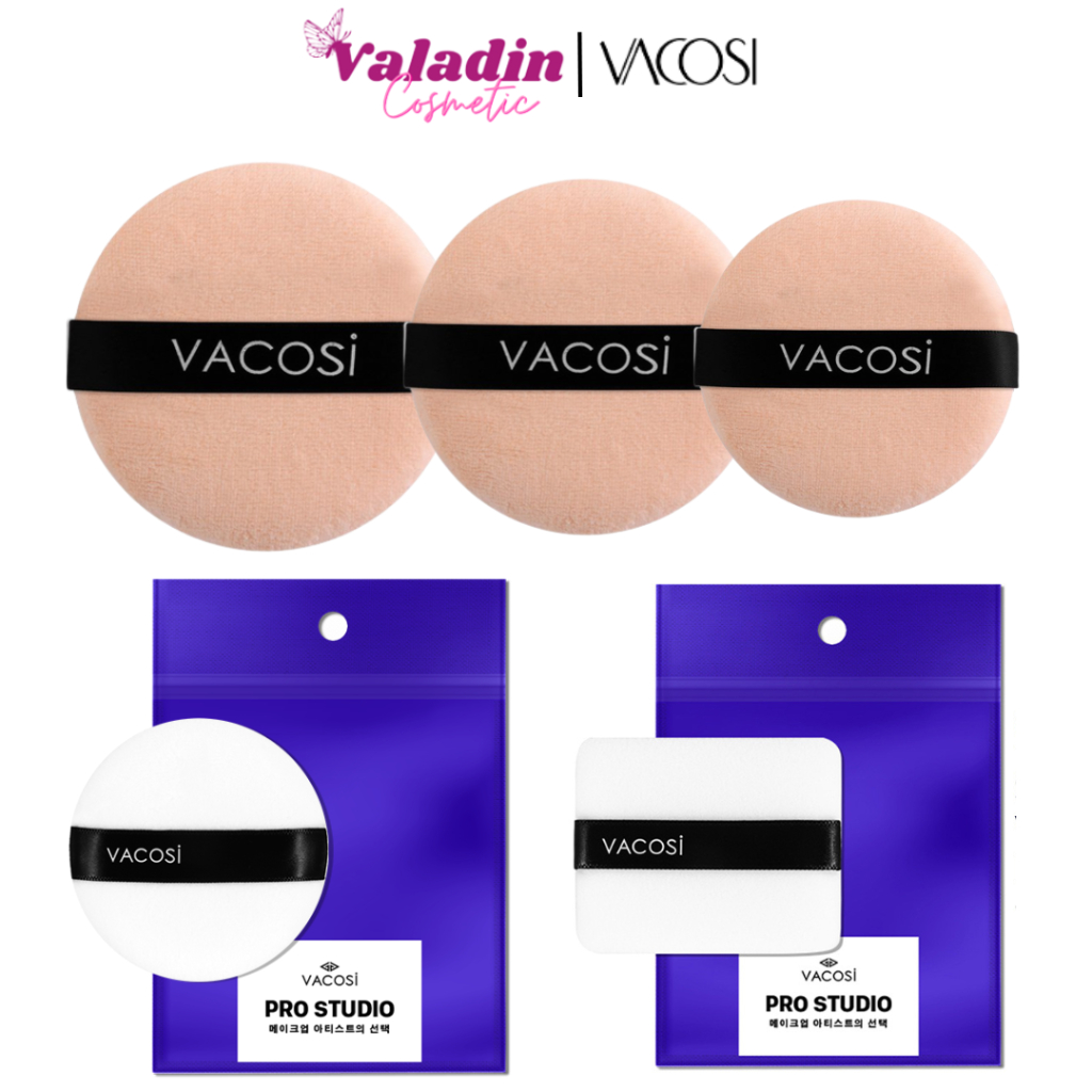 Bông phấn khô Tròn|Vuông Vacosi BP01/BP08/BP09/BP19/BP02/PK01/PK02 - Bông trang điểm
