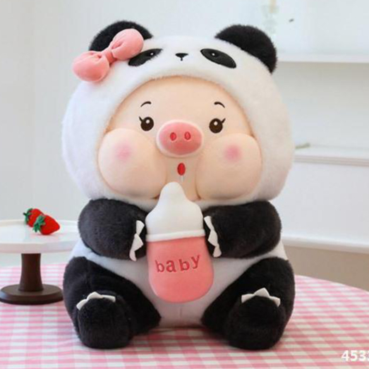 Gấu bông Heo Cosplay Gấu Trúc Đáng Yêu, Heo Lena Đội Nón Gấu Trúc Cute Khổng Lồ