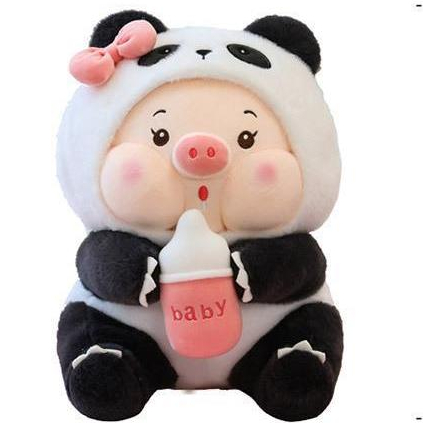 Gấu bông Heo Cosplay Gấu Trúc Đáng Yêu, Heo Lena Đội Nón Gấu Trúc Cute Khổng Lồ