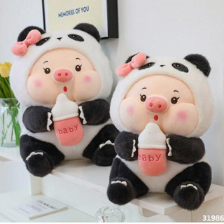 Gấu bông Heo Cosplay Gấu Trúc Đáng Yêu, Heo Lena Đội Nón Gấu Trúc Cute Khổng Lồ