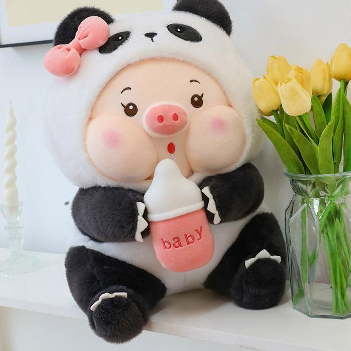 Gấu bông Heo Cosplay Gấu Trúc Đáng Yêu, Heo Lena Đội Nón Gấu Trúc Cute Khổng Lồ