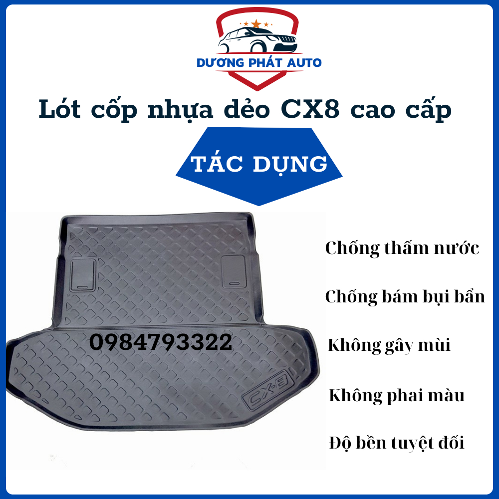 Lót cốp nhựa dẻo xe Mazda CX8, CX-8 nhựa TPU cao cấp