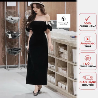 Đầm nhung nơ vai dáng ôm  - CAROTSHOP