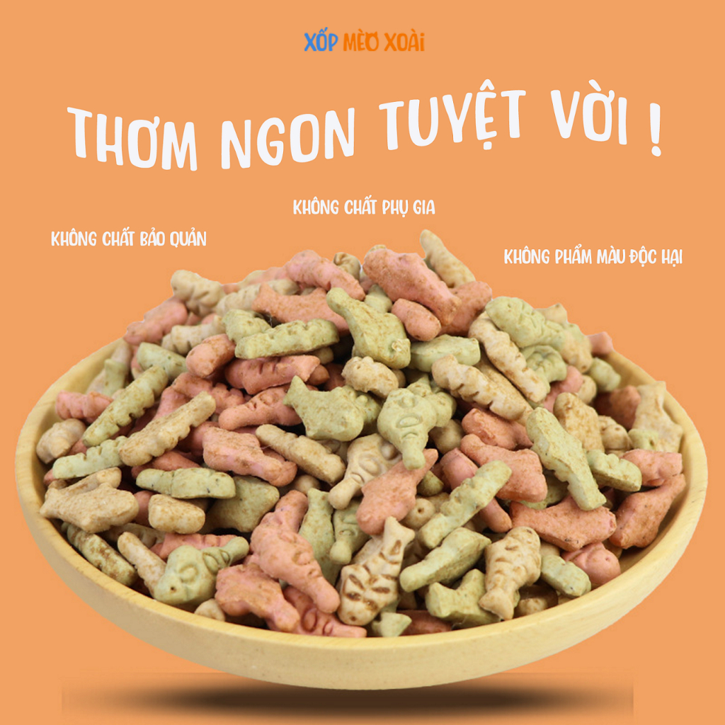Bánh quy cá nướng thơm ngon MIX 3 VỊ gói 1kg dành cho mèo