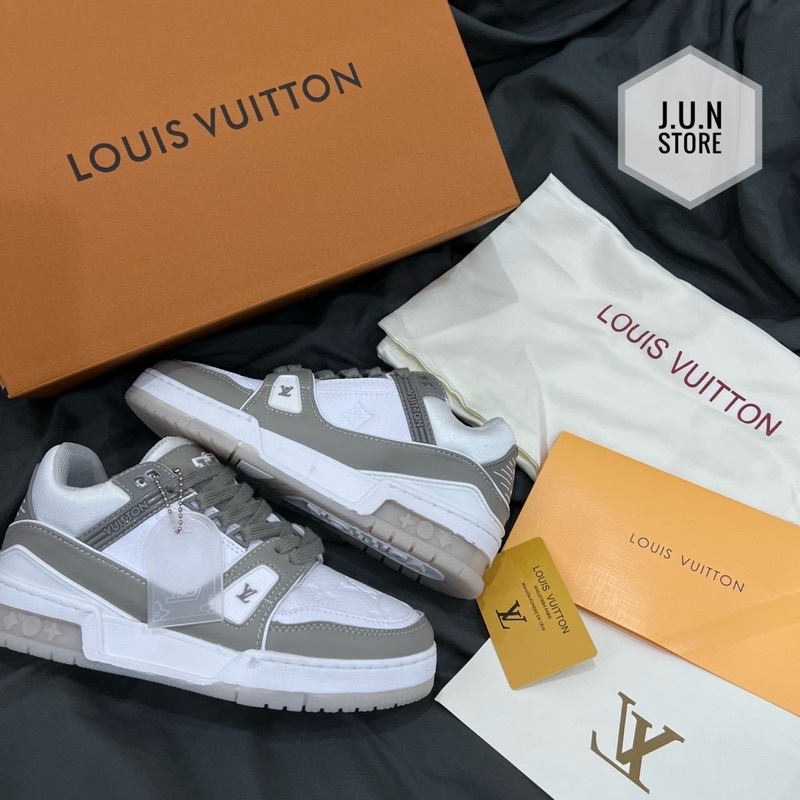Giày LV Trainer Black White, Giày Sneaker Louis Vuitton Xám Grey Nam Nữ Phiên Bản Màu Sắc