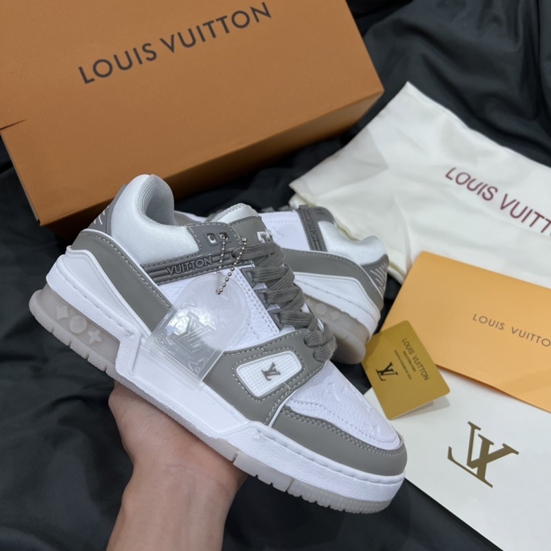 Giày LV Trainer Black White, Giày Sneaker Louis Vuitton Xám Grey Nam Nữ Phiên Bản Màu Sắc