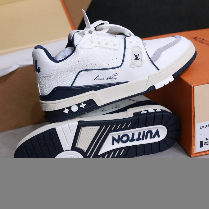 Giày LV #54 louis vuitton trainer xanh than navy in họa tiết phong cách 2023 bản cao cấp loại 1
